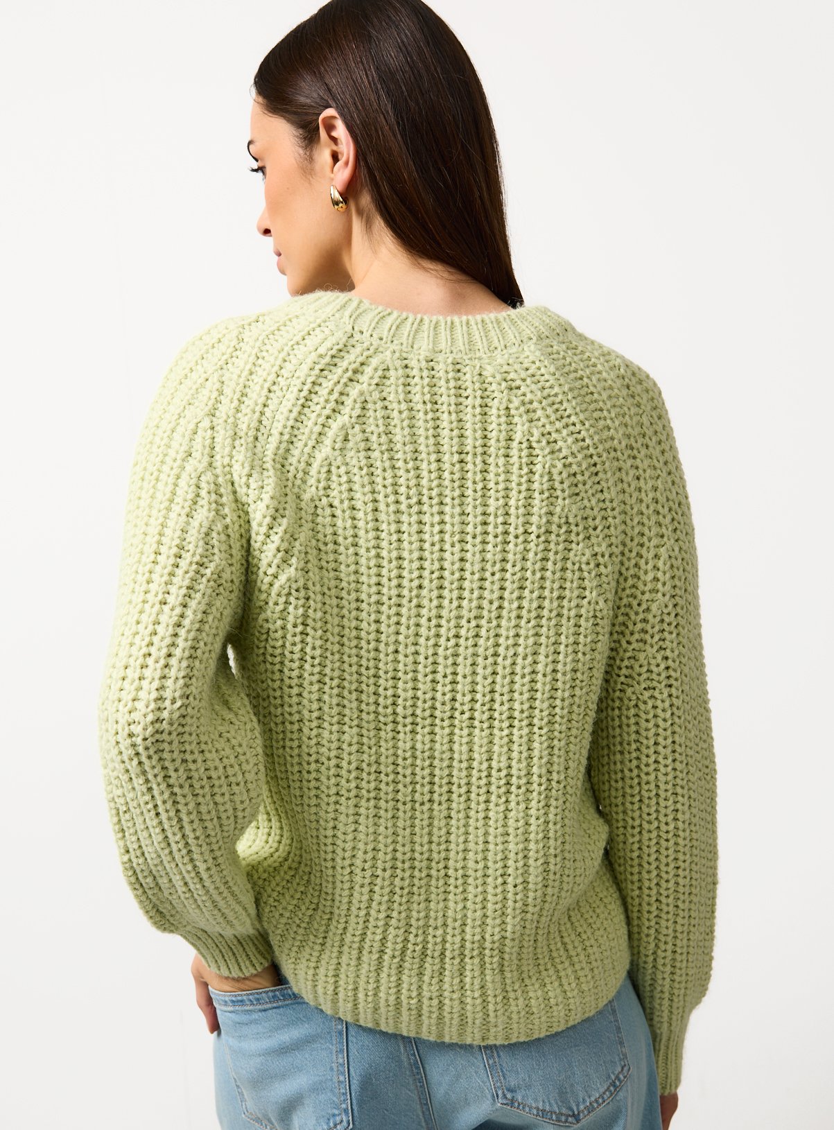 Pale Green Fisherman Cable Knit Jumper 16 - Image 4 thumbnail